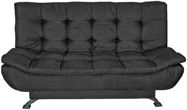 Sleeper Couch Black Polyester 3 Seater Sofa