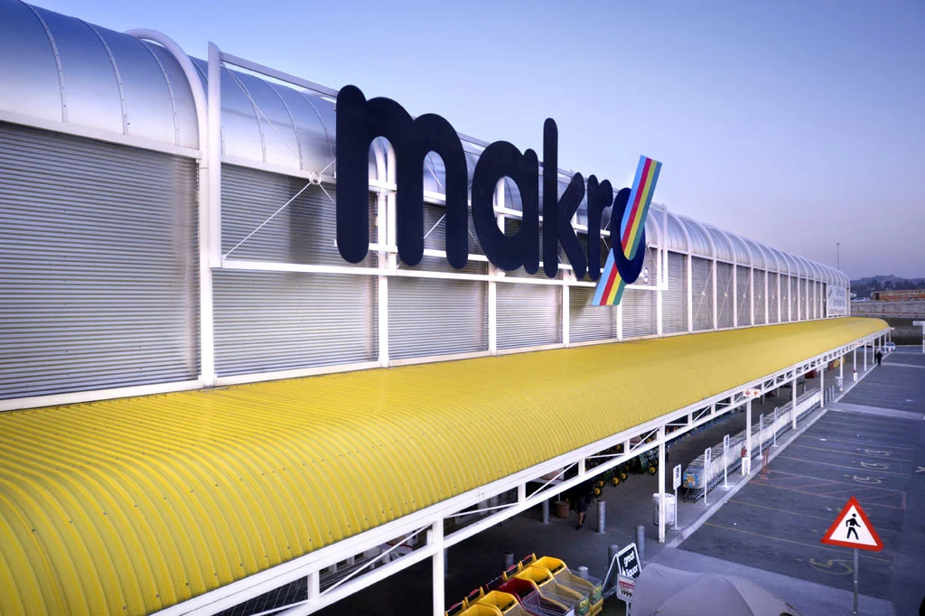 Makro store exterior with yellow awning